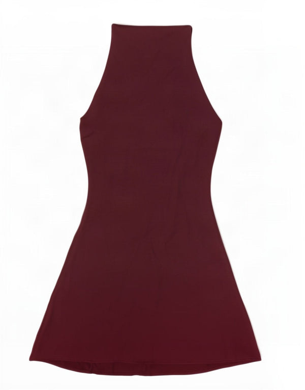 Zara Γυναικείο φόρεμα UK 10 Small Burgundy Polyester