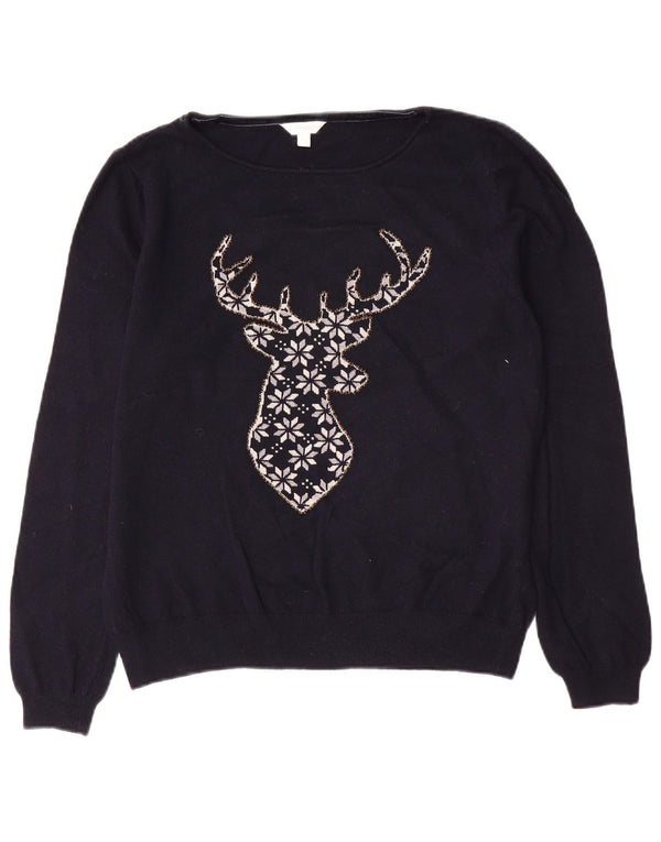 Γυναικείο πουλόβερ Monsoon Boat Neck Jumper UK 16 Large Navy Blue Fair Isle
