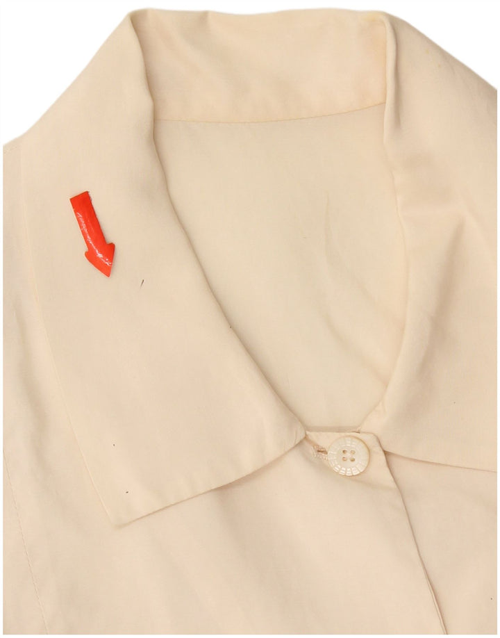 Vintage Γυναικείο πουκάμισο Crop Μπλούζα UK 14 Medium Beige