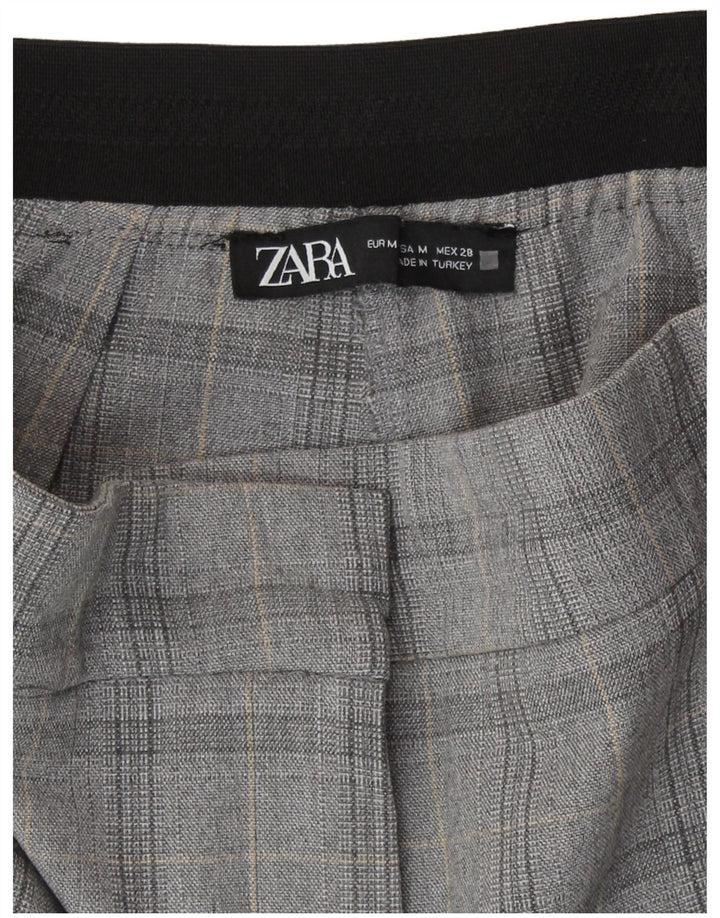 Zara Γυναικείο Slim παντελόνι Chino Medium W28 L27 Grey Check Polyester