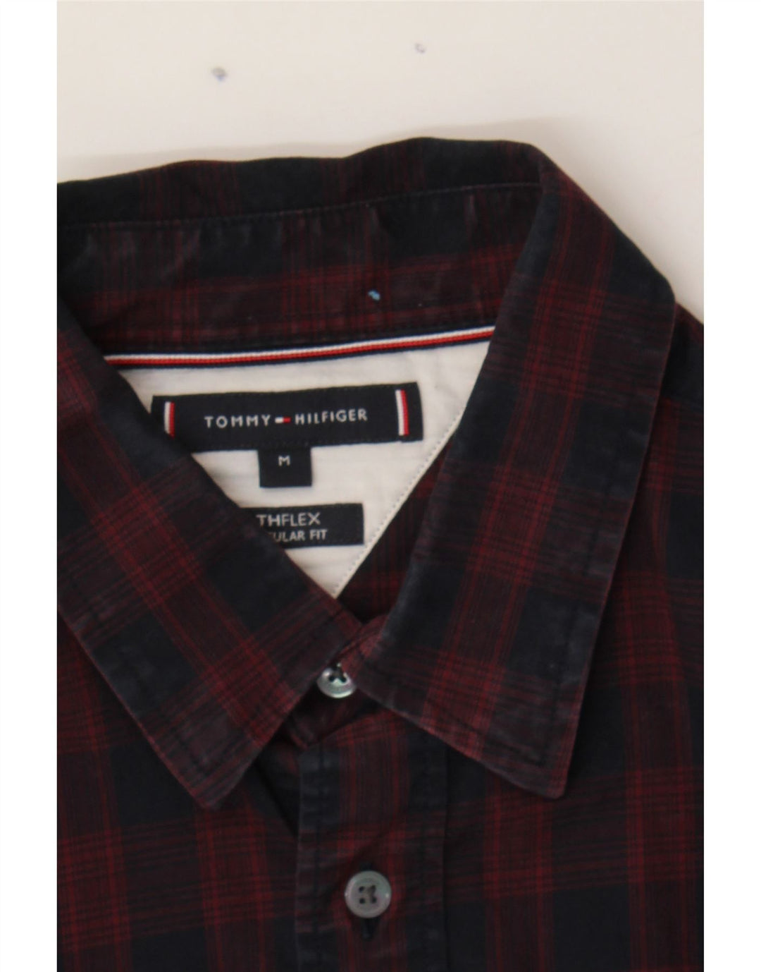 TOMMY HILFIGER Mens Regular Fit Shirt Medium Navy Blue Check Cotton Vintage Tommy Hilfiger and Second-Hand Tommy Hilfiger from Messina Hembry 