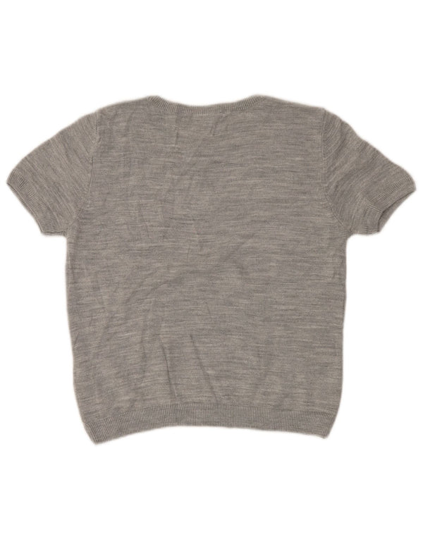 MARKS & SPENCER Γυναικείο πουλόβερ Crop Crew Neck Jumper UK 12 Medium Grey