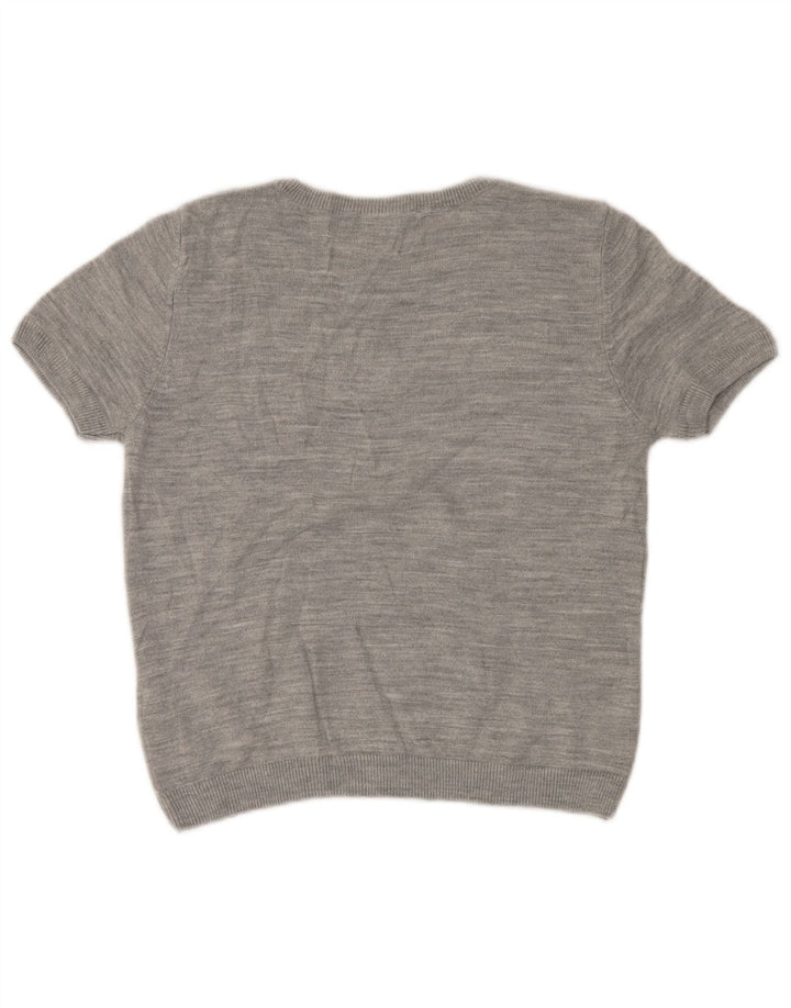MARKS & SPENCER Γυναικείο πουλόβερ Crop Crew Neck Jumper UK 12 Medium Grey