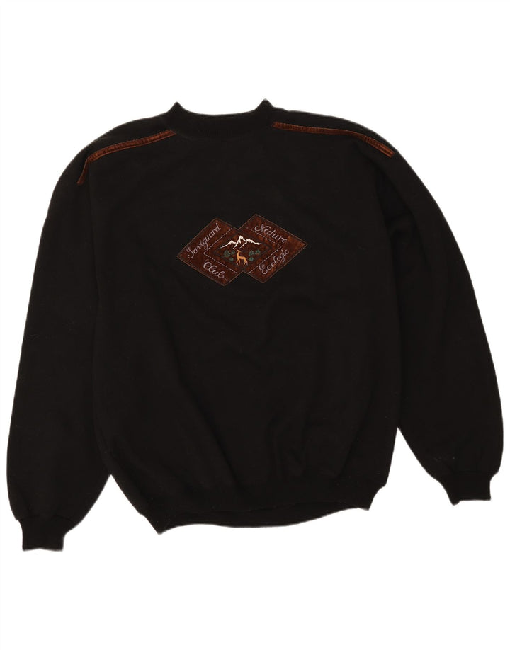 Vintage ανδρικό γραφικό φούτερ Jumper XL Μαύρο βαμβακερό