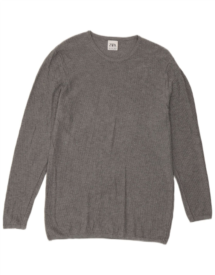 Ανδρικό πουλόβερ Zara Crew Neck Jumper Large Grey