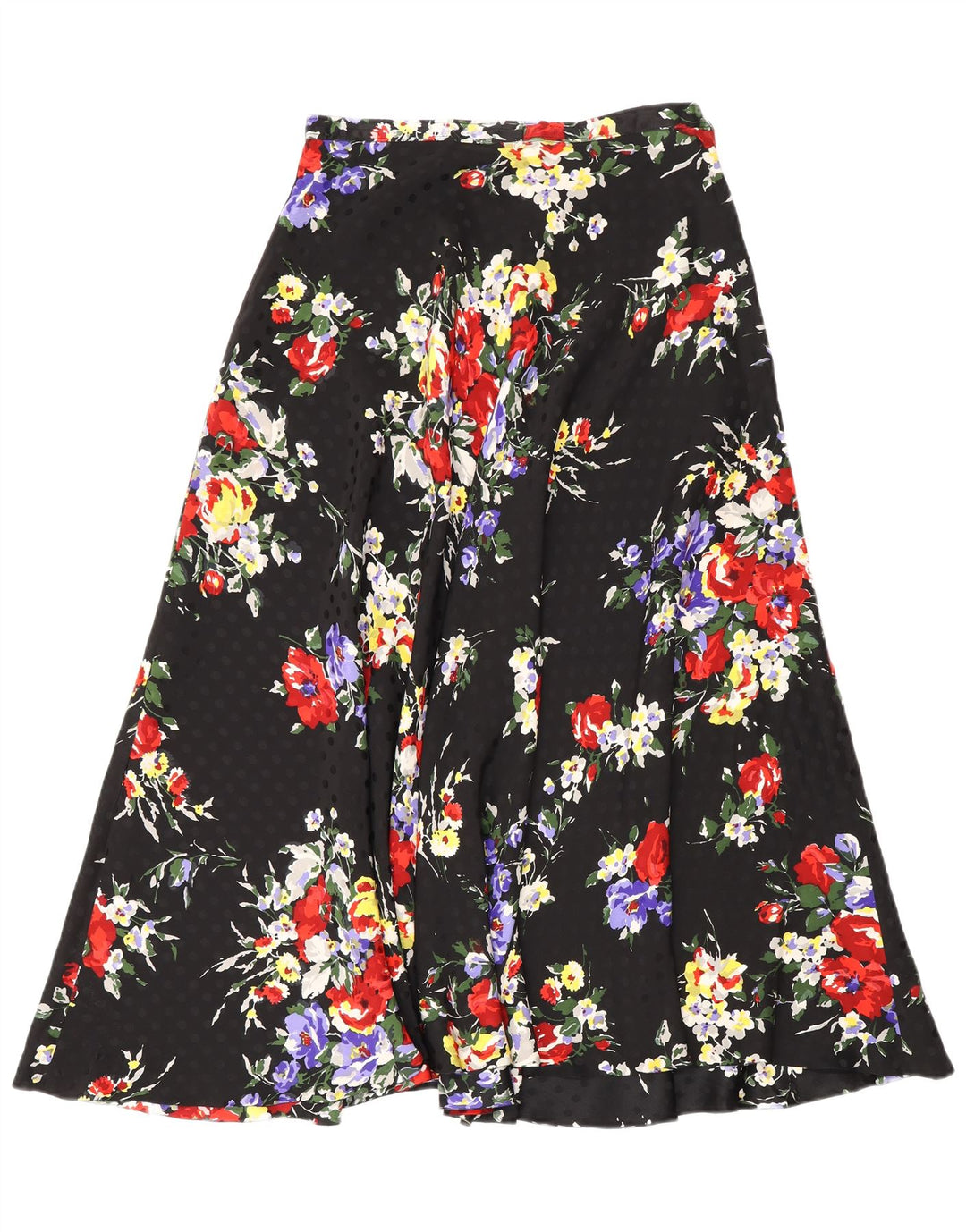Vintage Γυναικεία Flared Φούστα W26 Small Black Floral