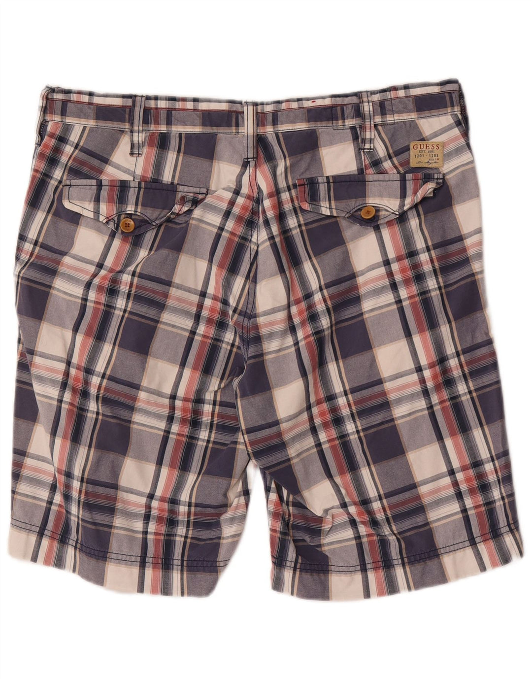 Ανδρικό σορτς Chino Guess W34 Μεγάλο μπλε ναυτικό βαμβακερό καρό