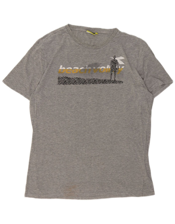 DIADORA Ανδρικό γραφικό T-Shirt Top XL Γκρι βαμβακερό