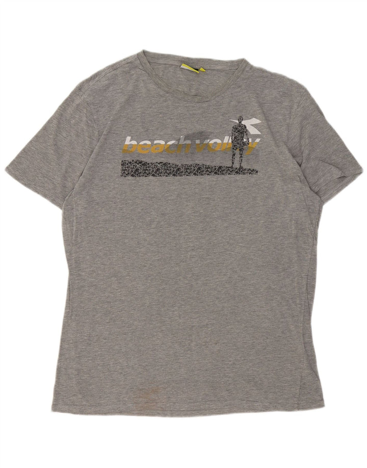 DIADORA Ανδρικό γραφικό T-Shirt Top XL Γκρι βαμβακερό