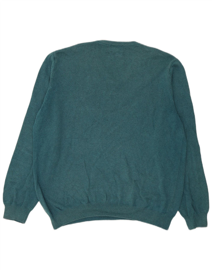 Ανδρικό πουλόβερ Marks & Spencer με V λαιμόκοψη 2XL Μπλε βαμβακερό