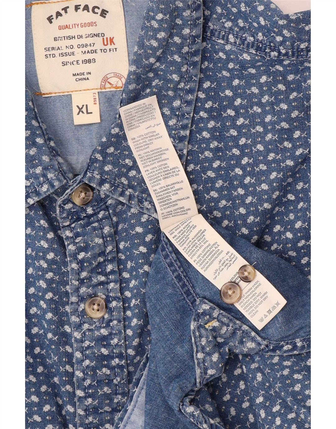 Fat Face Ανδρικό πουκάμισο Regular Fit XL Blue Check Cotton