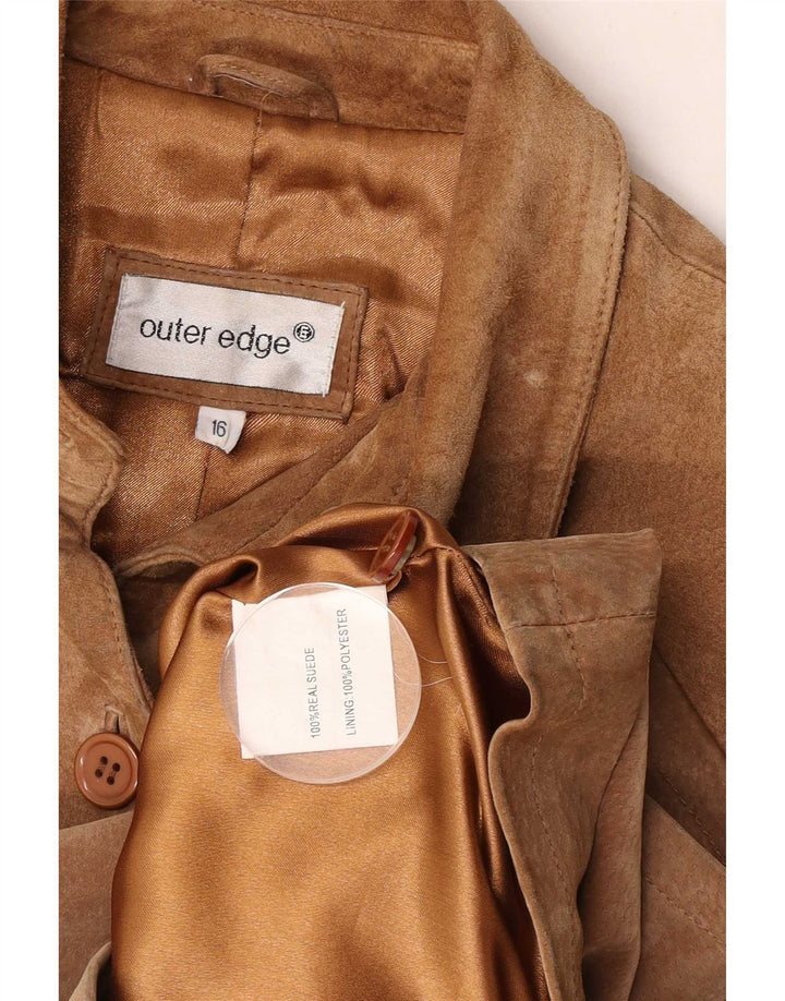 Γυναικείο Suede Jacket UK 16 Large Brown δέρμα