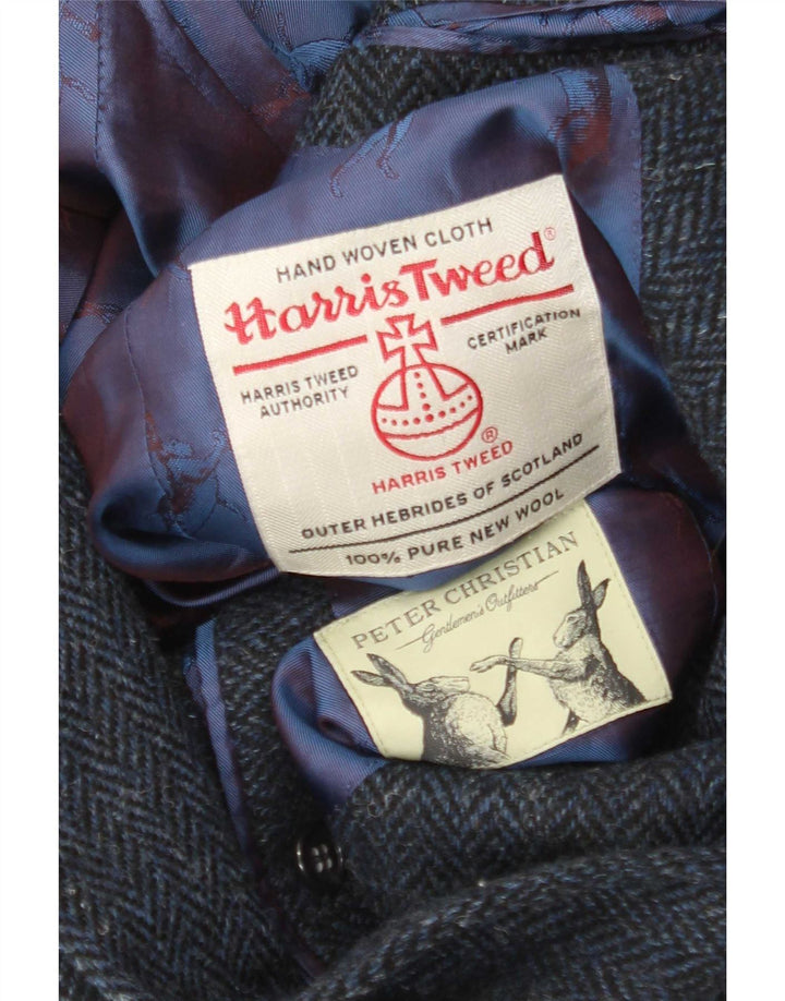 Ανδρικό μπλέιζερ Harris Tweed με 2 κουμπιά μπουφάν UK 38 Medium Navy Blue Ψαροκόκκαλο
