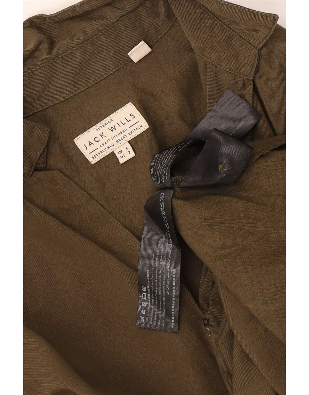 Jack Wills γυναικείο πουκάμισο 3/4 με μανίκια πουλόβερ UK 6 XS Khaki Lyocell