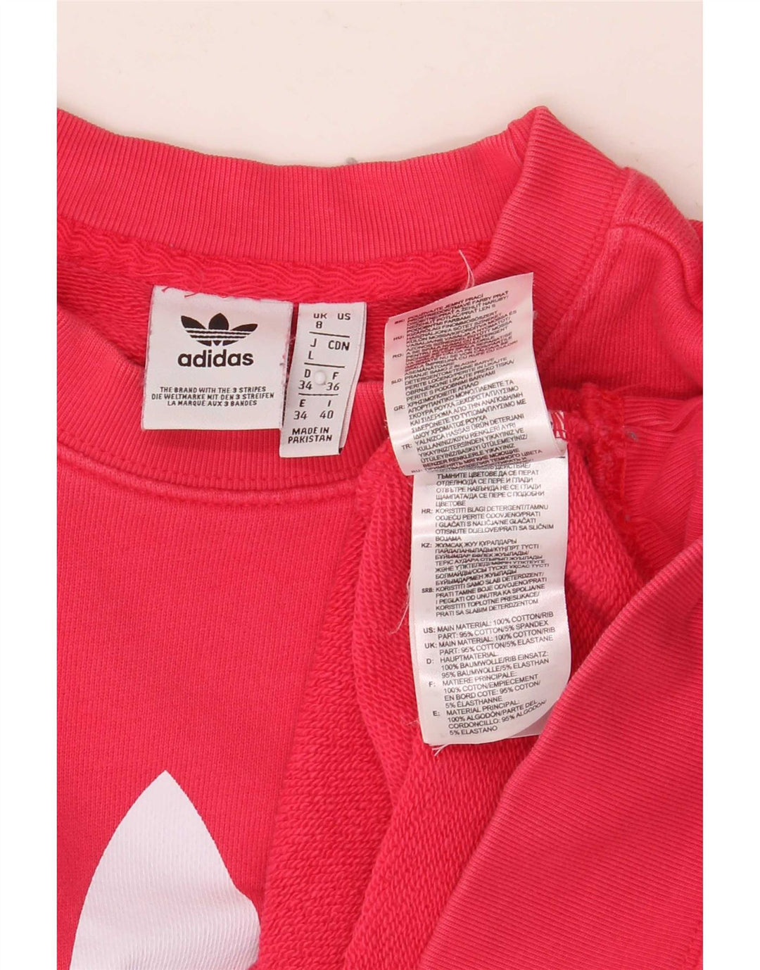 Γυναικείο γραφικό υπερμεγέθη φούτερ Adidas UK 8 μικρό κόκκινο βαμβακερό