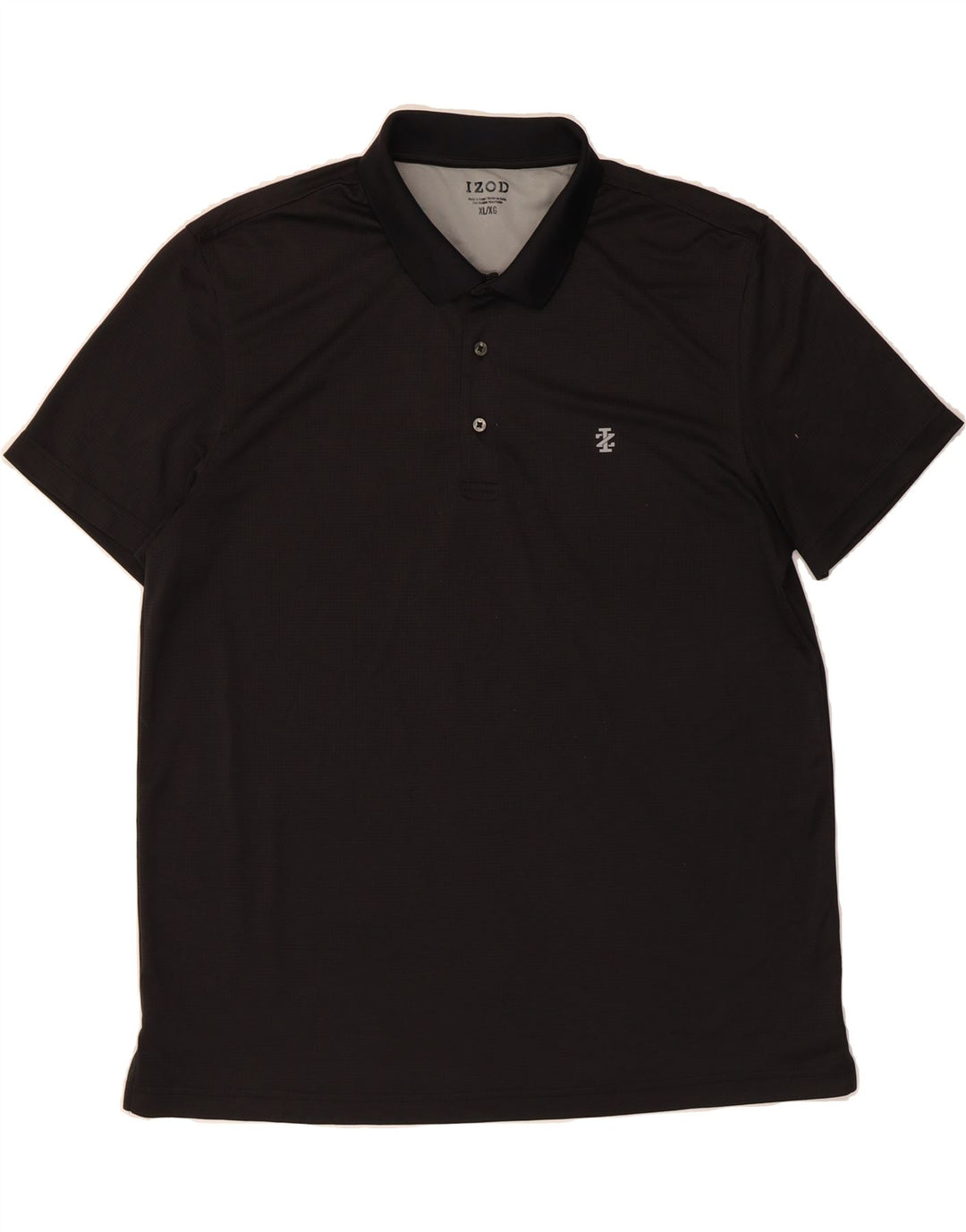 IZOD Mens Polo Shirt XL Black Check Polyester Vintage Izod and Second-Hand Izod from Messina Hembry 