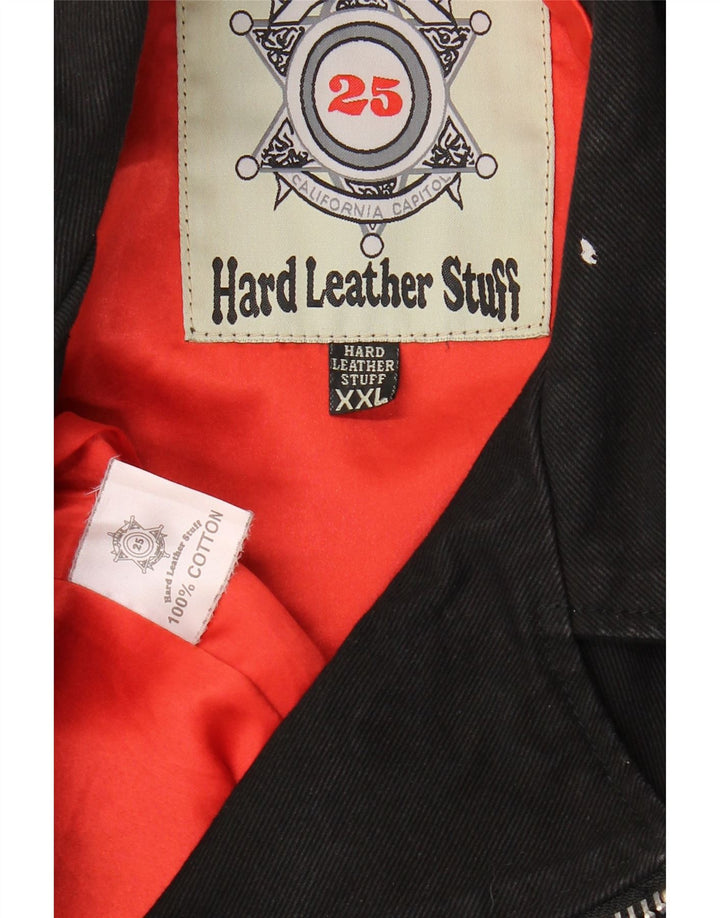 Hard Leather Stuff Γυναικείο Crop Biker Jacket UK 20 2XL Μαύρο βαμβακερό