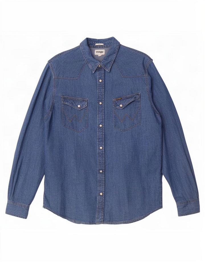 Ανδρικό τζιν πουκάμισο Wrangler Slim Fit μεγάλο μπλε βαμβακερό