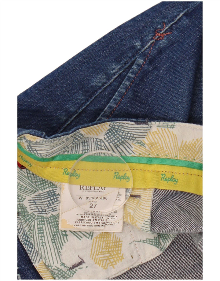 REPLAY Γυναικείο Τζιν Σορτς W27 Μικρό Μπλε Βαμβακερό