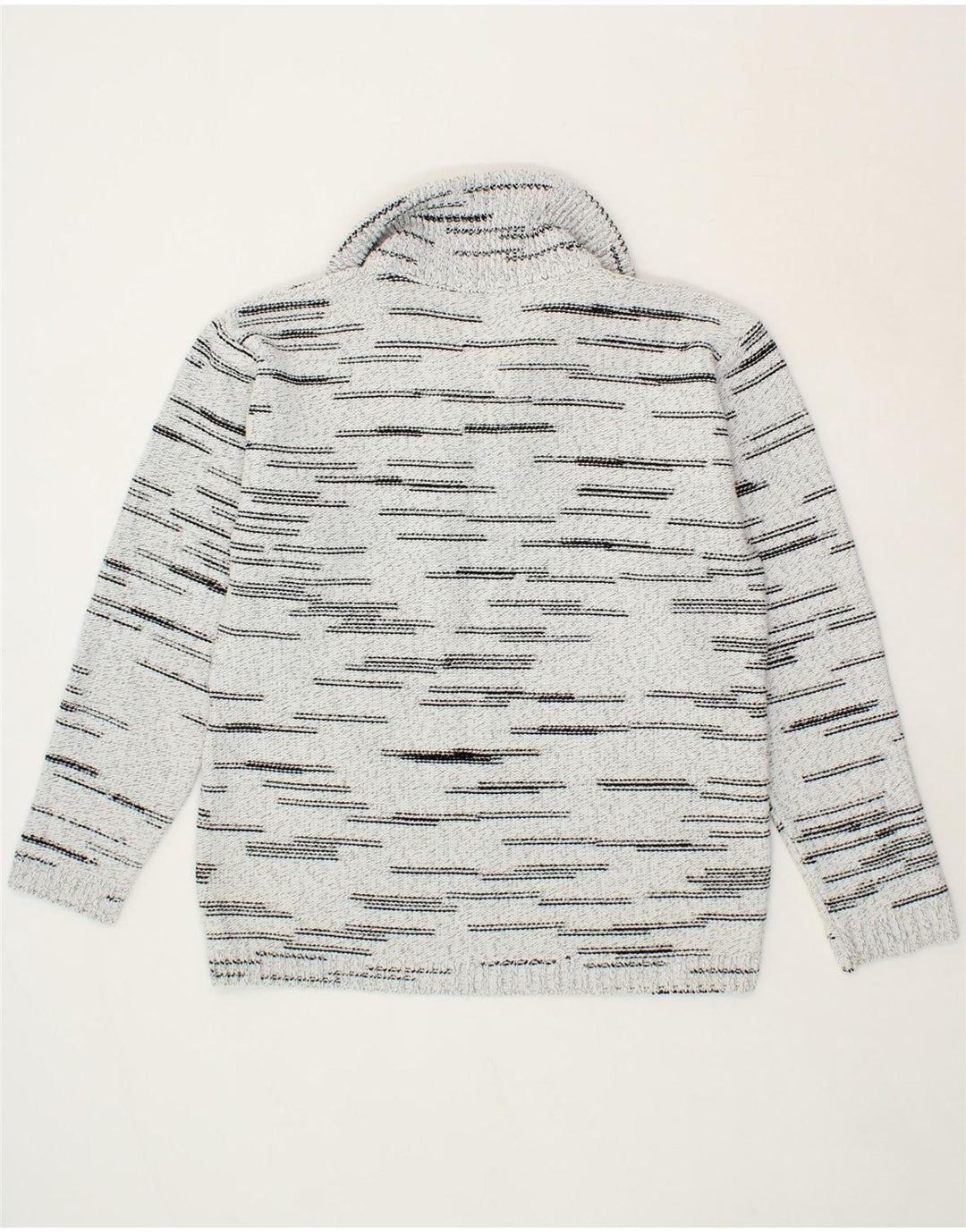 VINTAGE Mens Zip Neck Jumper Sweater Medium Grey Flecked Vintage Vintage and Second-Hand Vintage from Messina Hembry 