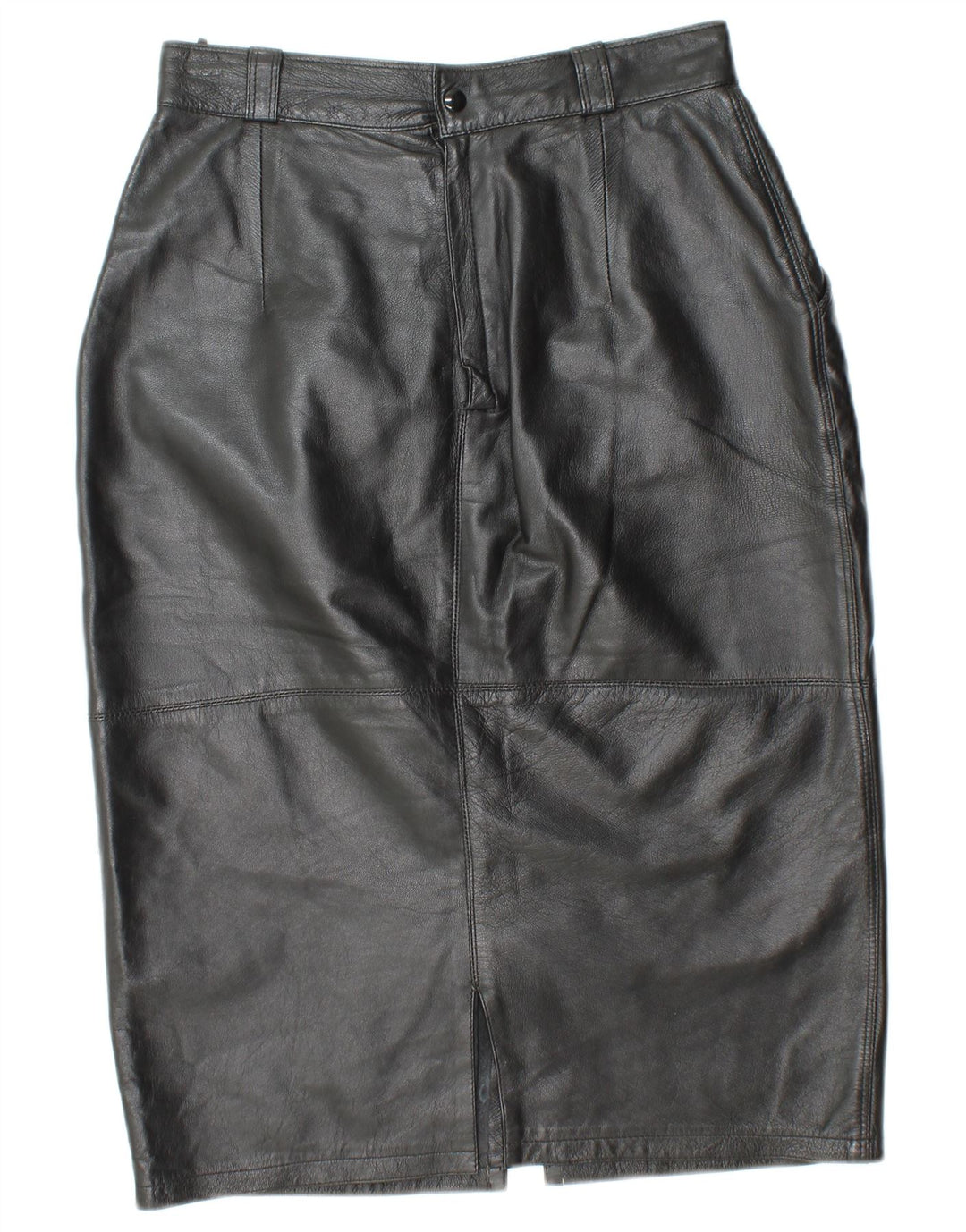 VINTAGE Γυναικεία Ψηλόμεση Δερμάτινη Φούστα IT 44 Medium W26 Μαύρη Δερμάτινη