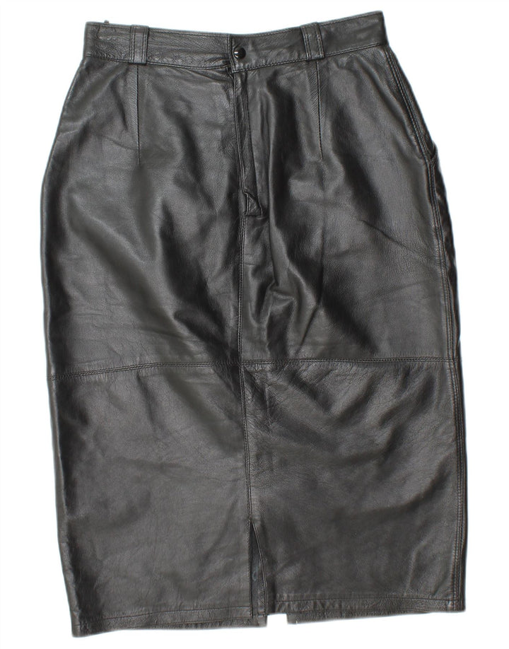 VINTAGE Γυναικεία Ψηλόμεση Δερμάτινη Φούστα IT 44 Medium W26 Μαύρη Δερμάτινη