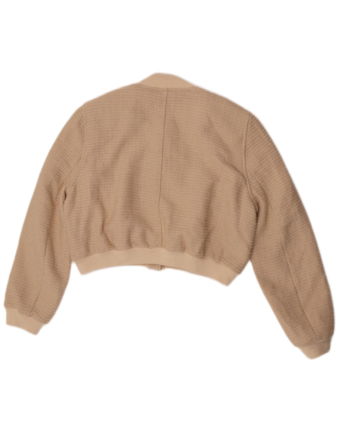 Zara Γυναικείο Bomber Jacket UK 16 Large Beige Cotton