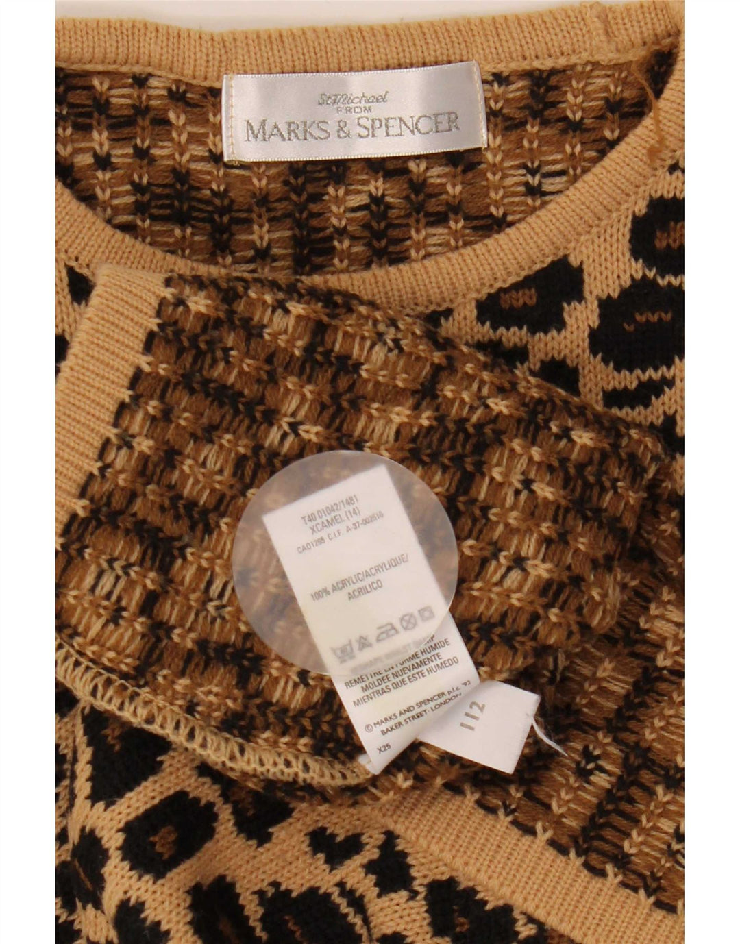 Marks & Spencer Γυναικείο πουλόβερ με λαιμόκοψη UK 14 μεγάλο καφέ