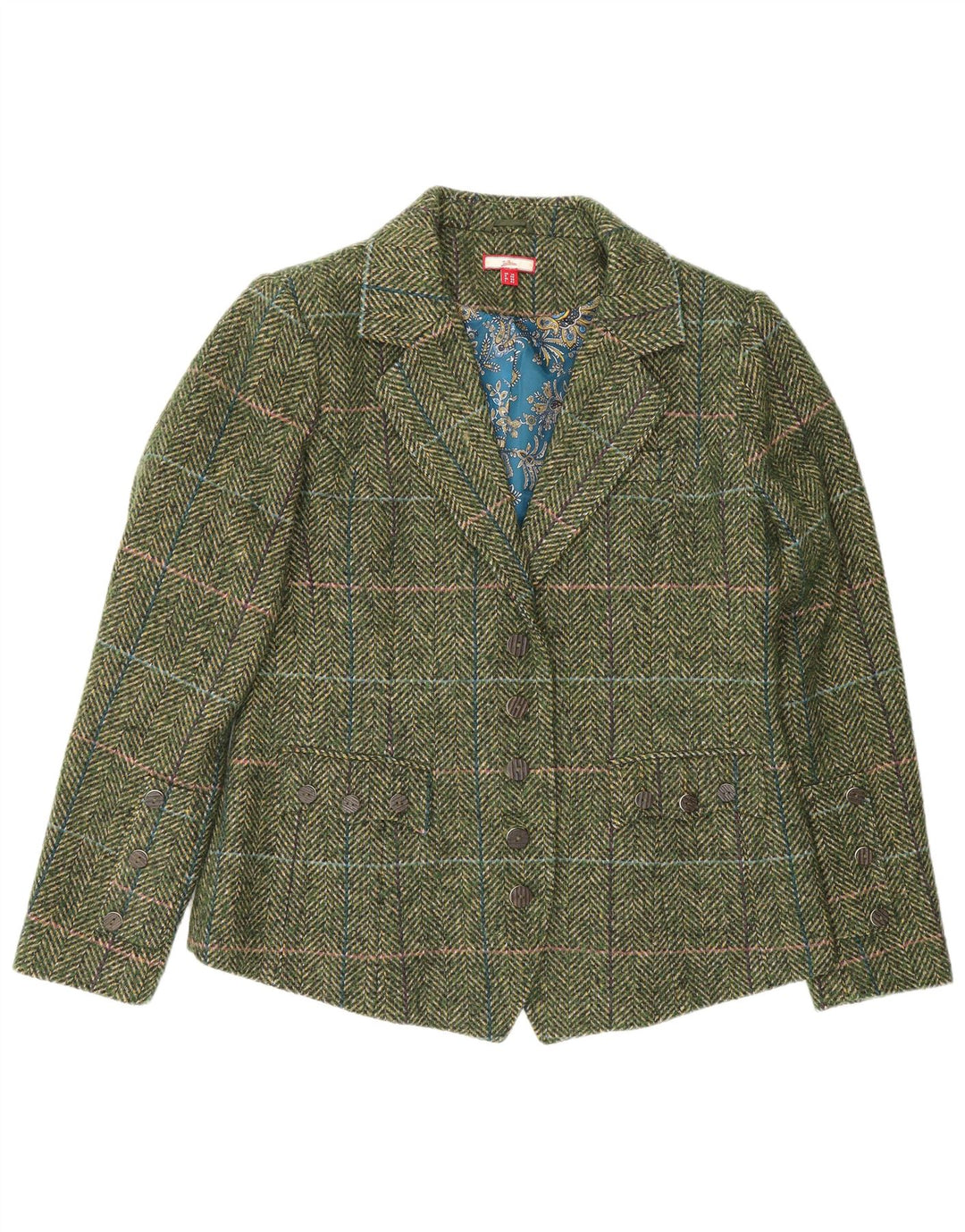 Joe Browns Γυναικείο σακάκι 5 κουμπιών UK 14 Large Green Houndstooth
