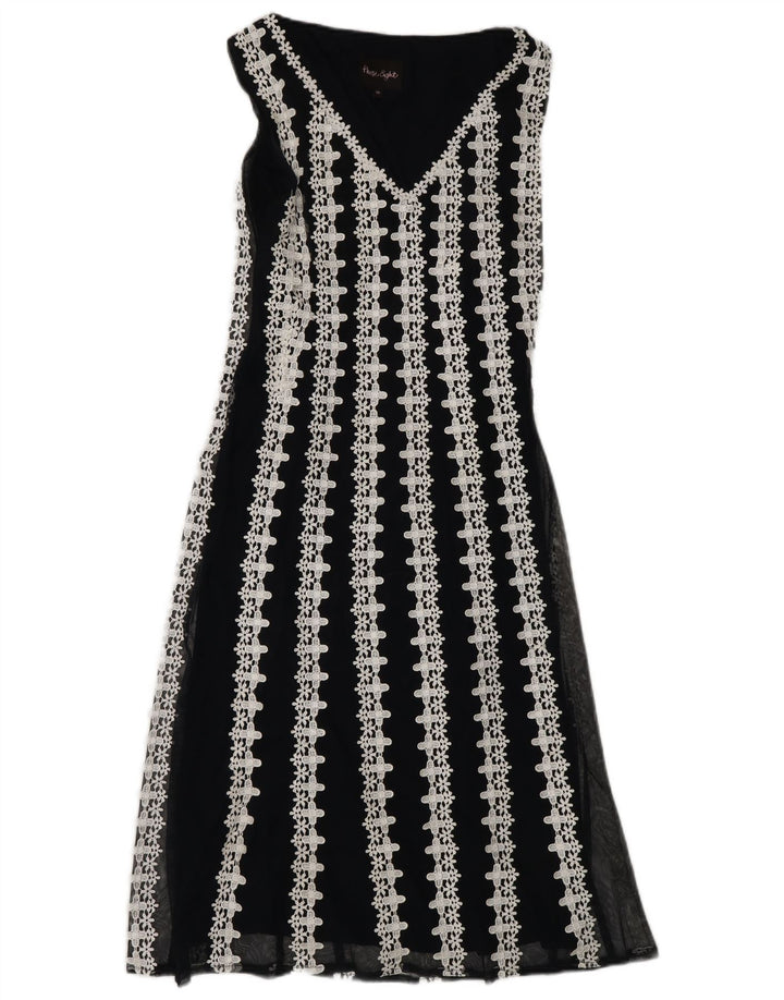 ΦΑΣΗ ΟΓΔΟ Γυναικείο Αμάνικο Maxi Φόρεμα UK 10 Small Navy Blue Floral