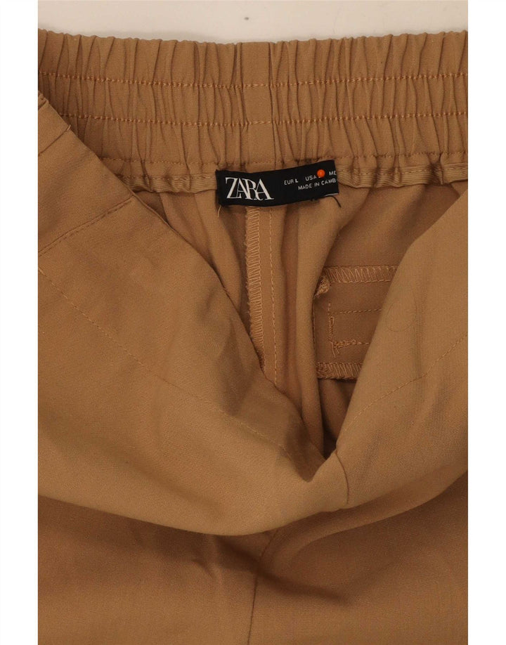 Zara Γυναικείο Slim Cropped Παντελόνι Large W33 L24 Beige Polyester