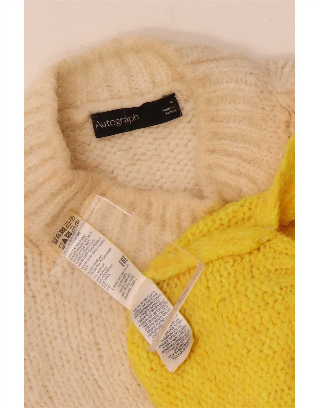 Marks & Spencer Γυναικείο πουλόβερ με λαιμό χελώνα UK 10 Small Off White