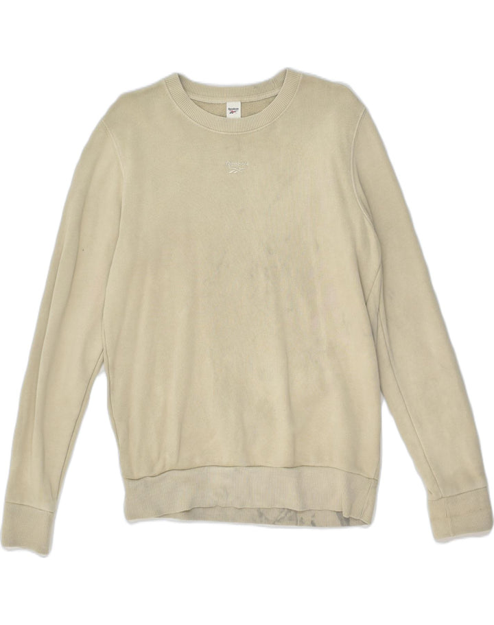 REEBOK Mens Sweatshirt Jumper Small Beige Cotton | Vintage Reebok | Thrift | Second-Hand Reebok | Used Clothing | Messina Hembry 