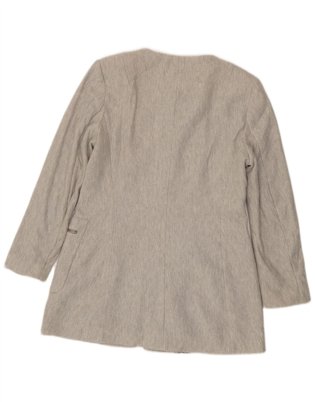 Zara Γυναικείο μπουφάν σακάκι με φερμουάρ UK 18 XL Γκρι βαμβακερό ψαροκόκκαλο