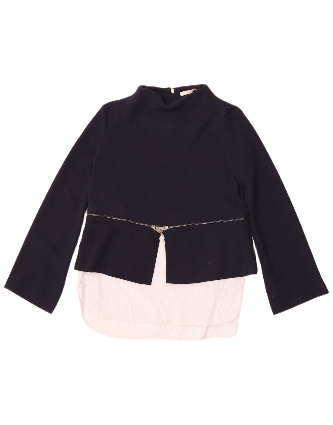 Zara Γυναικείο μακρυμάνικο τοπ UK 12 Medium Navy Blue Colourblock
