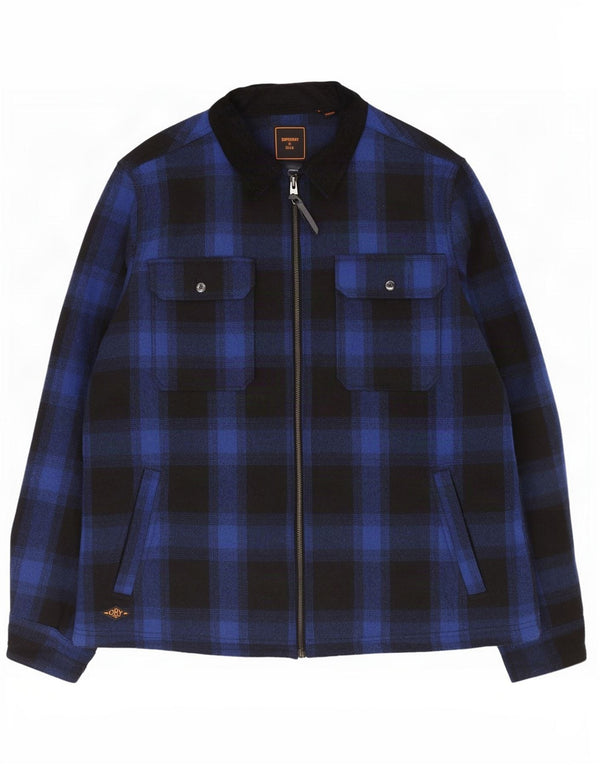 Ανδρικό σακάκι Superdry UK 44 2XL Navy Blue Check Wool
