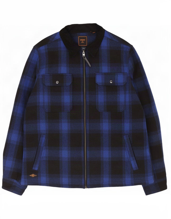 Ανδρικό σακάκι Superdry UK 44 2XL Navy Blue Check Wool