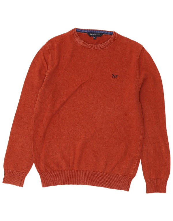 CREW CLOTHING Ανδρικό πουλόβερ με λαιμόκοψη, μικρό πορτοκαλί βαμβακερό