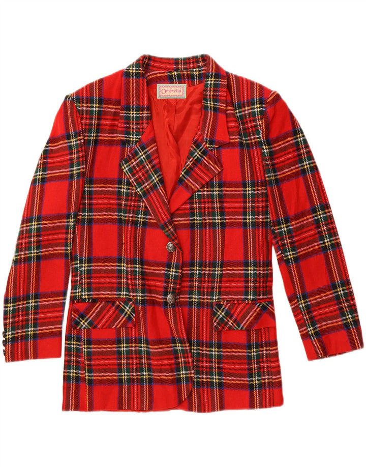 Vintage γυναικείο τζάκετ με 2 κουμπιά σακάκι IT 44 μεσαίο κόκκινο μαλλί