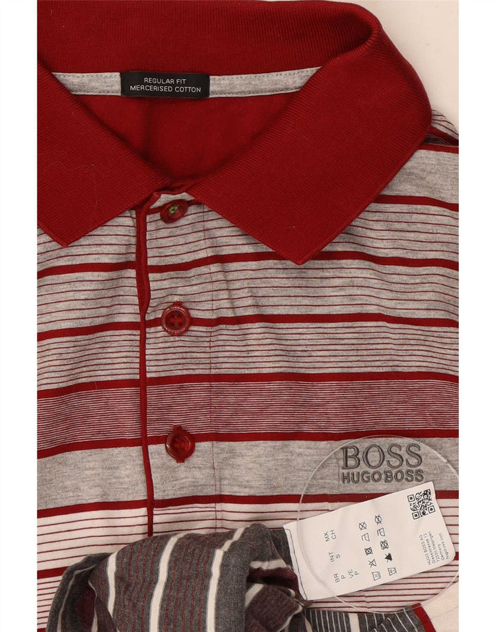 Ανδρικό μπλουζάκι πόλο Hugo Boss με κανονική εφαρμογή, μικρό κόκκινο ριγέ βαμβακερό