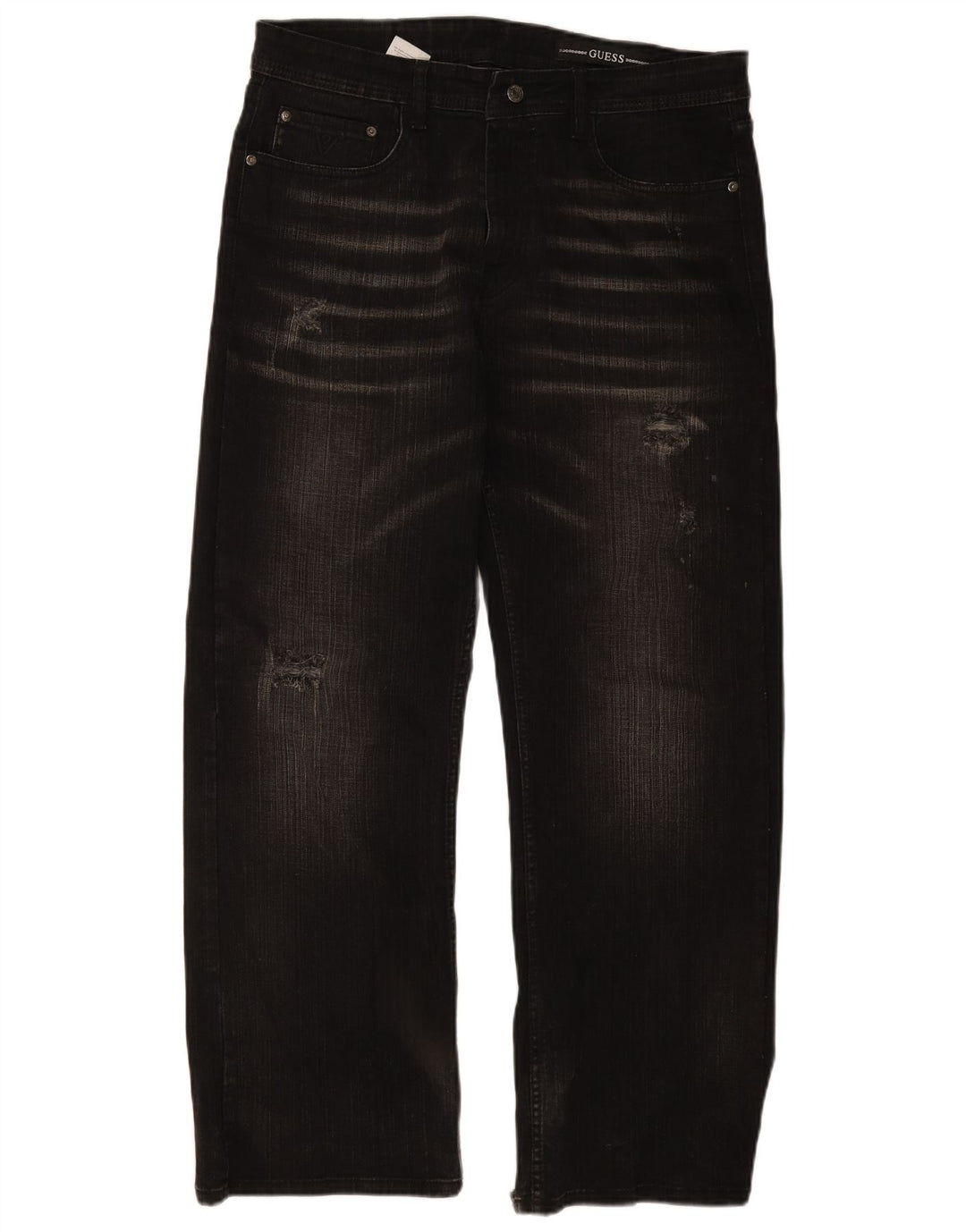 Ανδρικό τζιν ίσιο GUESS W36 L30 μαύρο βαμβακερό