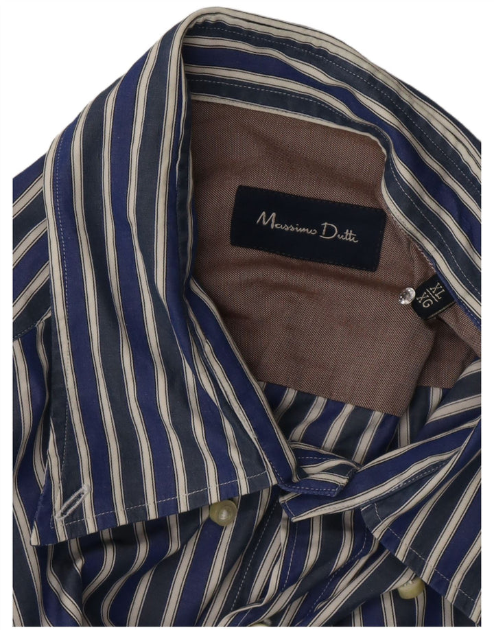 Ανδρικό πουκάμισο Massimo Dutti XL Navy Blue ριγέ
