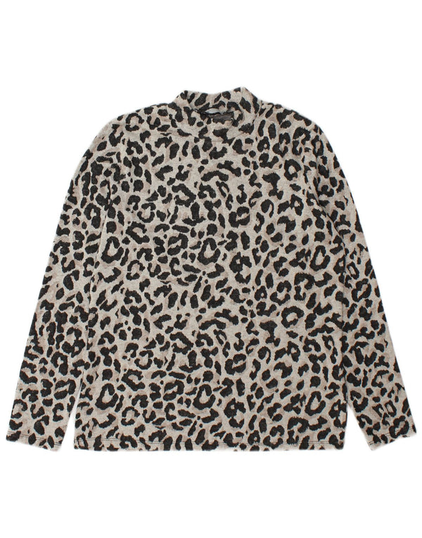 Γυναικείο τοπ Oasis μακρυμάνικο UK 14 Medium Grey Animal Print Polyester