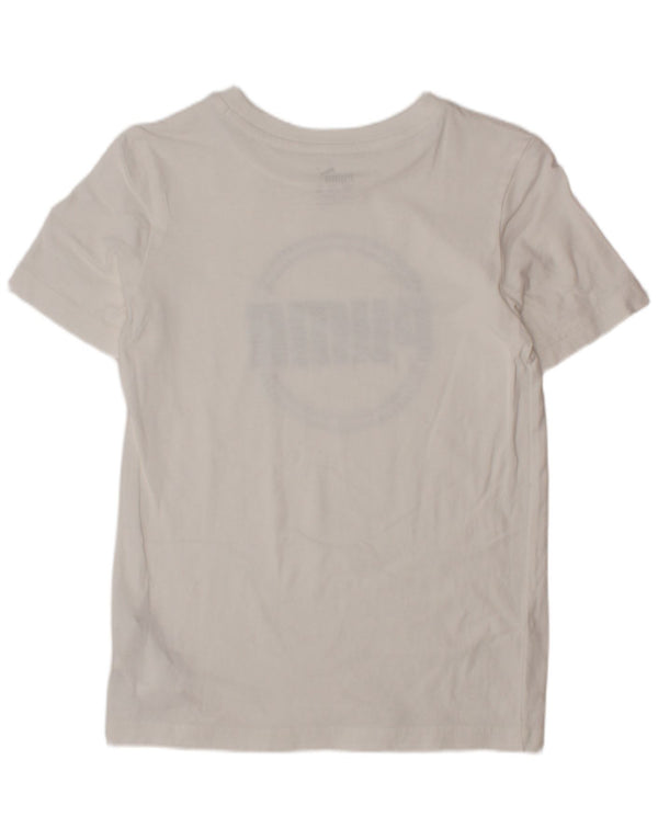 Γραφικό T-Shirt PUMA Boys Top 9-10 ετών Λευκό βαμβακερό