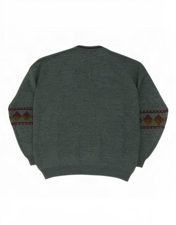 Νέο πουλόβερ Fast Mens By C&A Crew Neck Jumper XL Πράσινο γεωμετρικό ακρυλικό