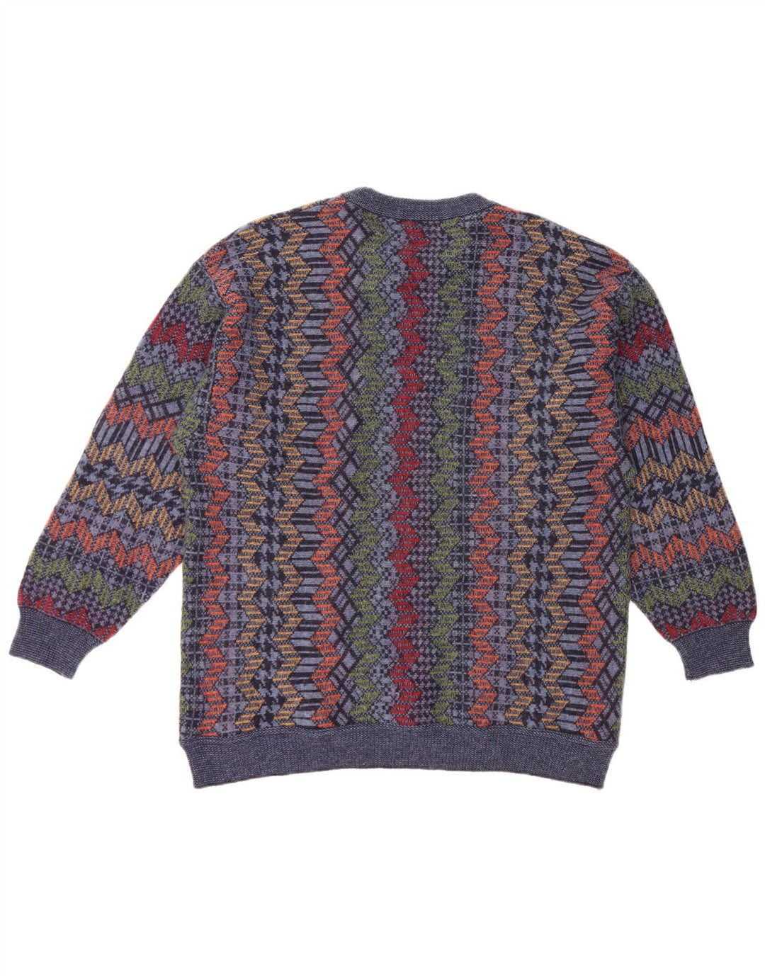 CASSAN Ανδρικό πουλόβερ για λαιμό σκάφος IT 52 Large Navy Blue Chevron μαλλί