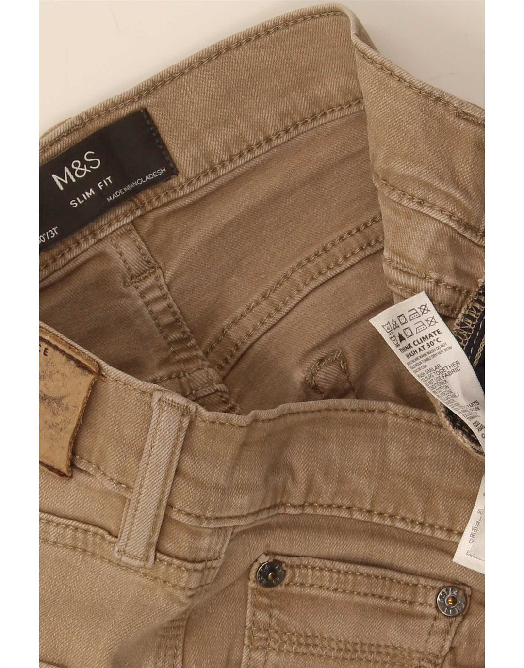 Marks & Spencer Ανδρικό Slim Jeans W30 L31 Καφέ Βαμβακερό