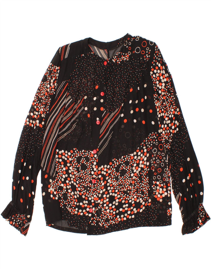 VINTAGE Womens Shirt Blouse UK 16 Large Black Spotted Vintage Vintage and Second-Hand Vintage from Messina Hembry 