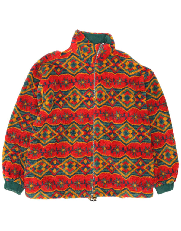 Vintage Γυναικείο Oversized Fleece Jacket UK 18 XL Red Geometric