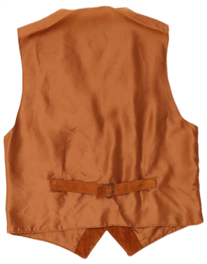 Vintage γυναικείο σουέτ γιλέκο UK 16 Μεγάλο καφέ δέρμα